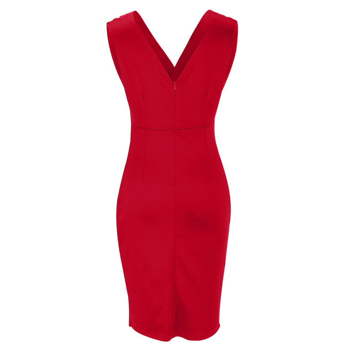 Ruched Wrap Style Midi Dress with Slit