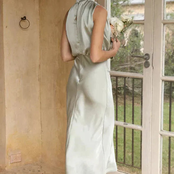 Satin-Look Sleeveless Maxi Dress