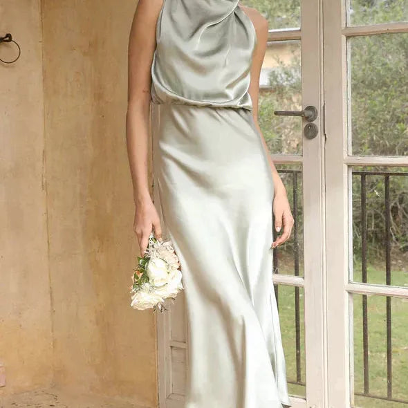 Satin-Look Sleeveless Maxi Dress
