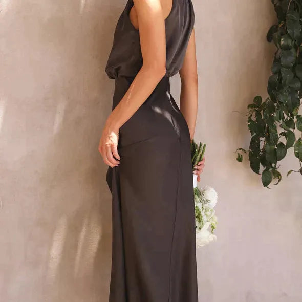 Satin-Look Sleeveless Maxi Dress