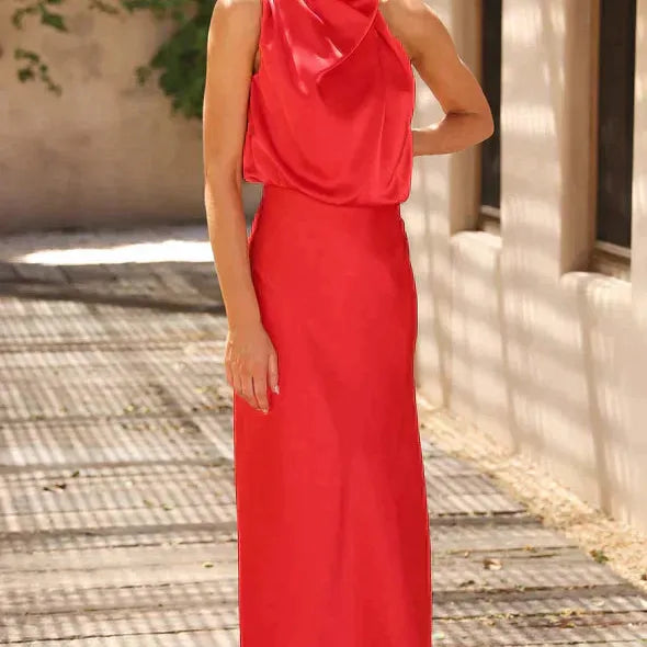 Satin-Look Sleeveless Maxi Dress