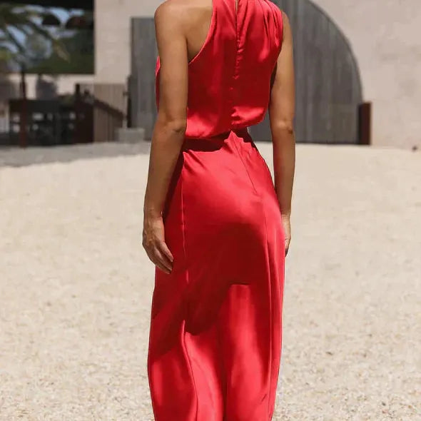 Satin-Look Sleeveless Maxi Dress
