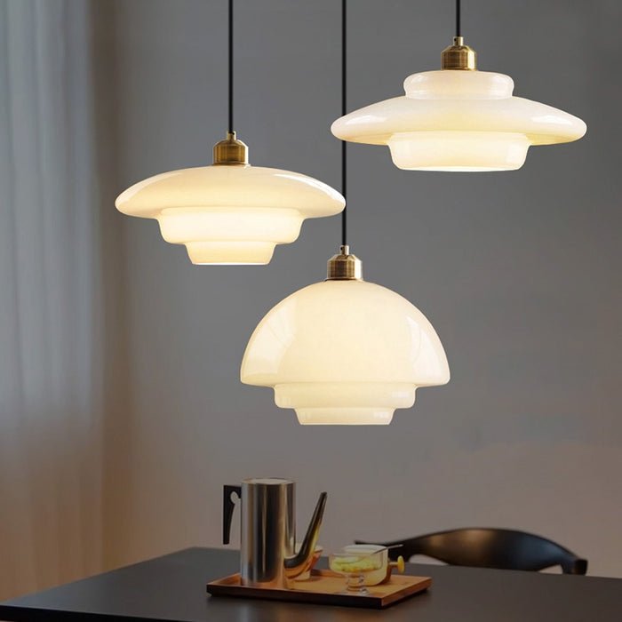 White Glass Pendant Light | Modern Mid-Century Style