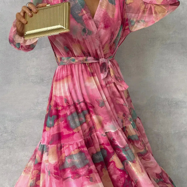 Vibrant Floral Wrap Maxi Dress