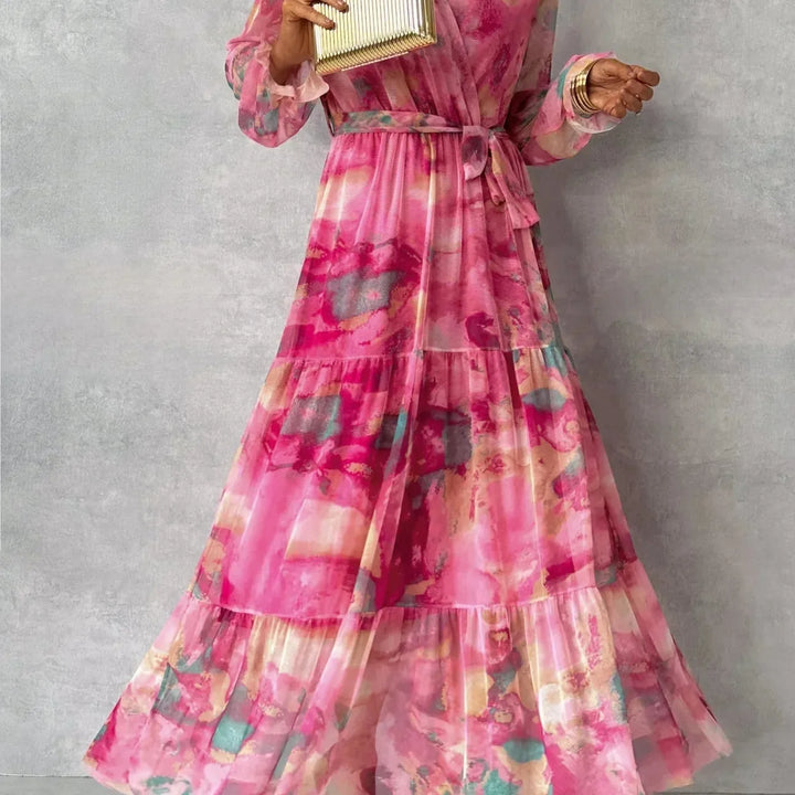 Vibrant Floral Wrap Maxi Dress