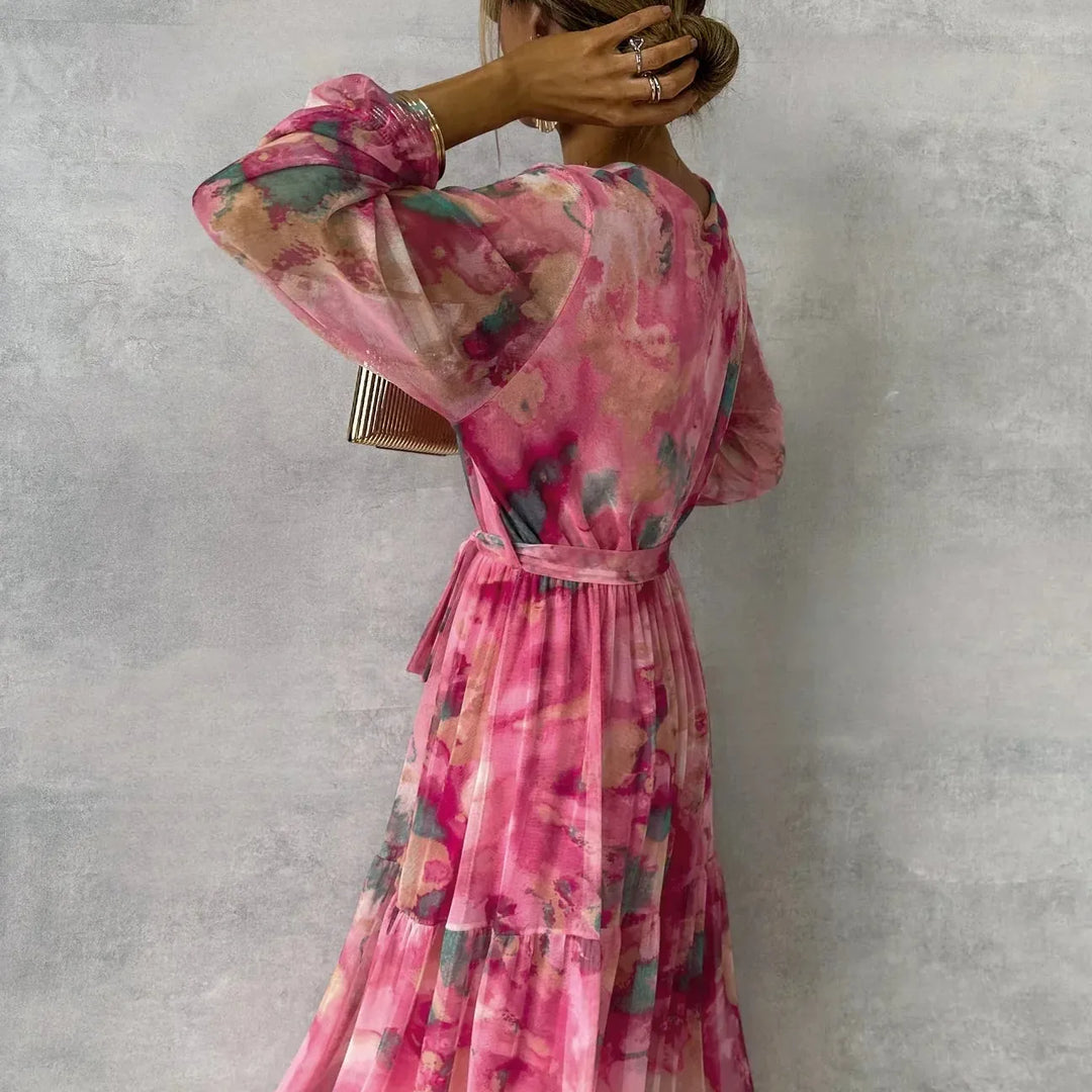 Vibrant Floral Wrap Maxi Dress