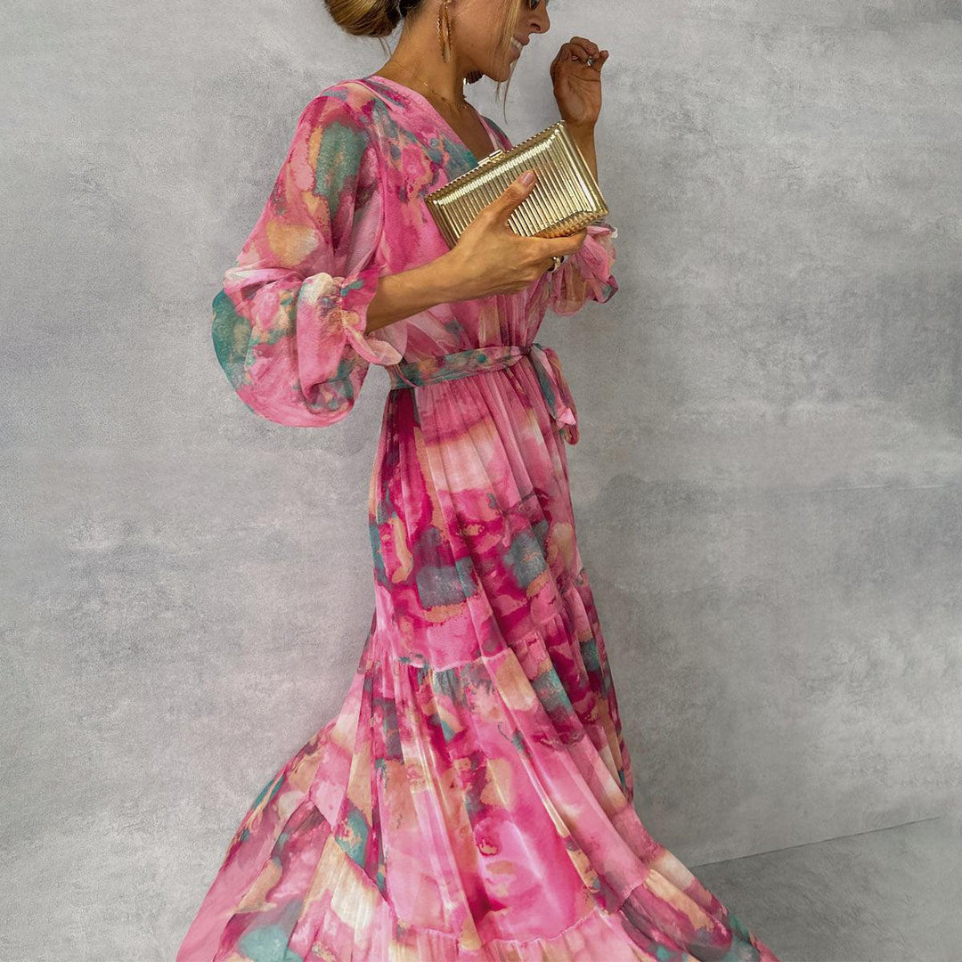 Vibrant Floral Wrap Maxi Dress
