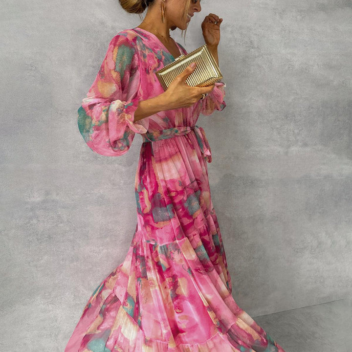 Vibrant Floral Wrap Maxi Dress