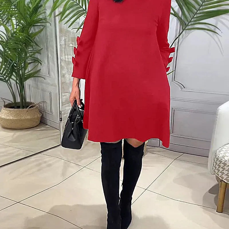 A Line Mini Dress with Bow Cuffs