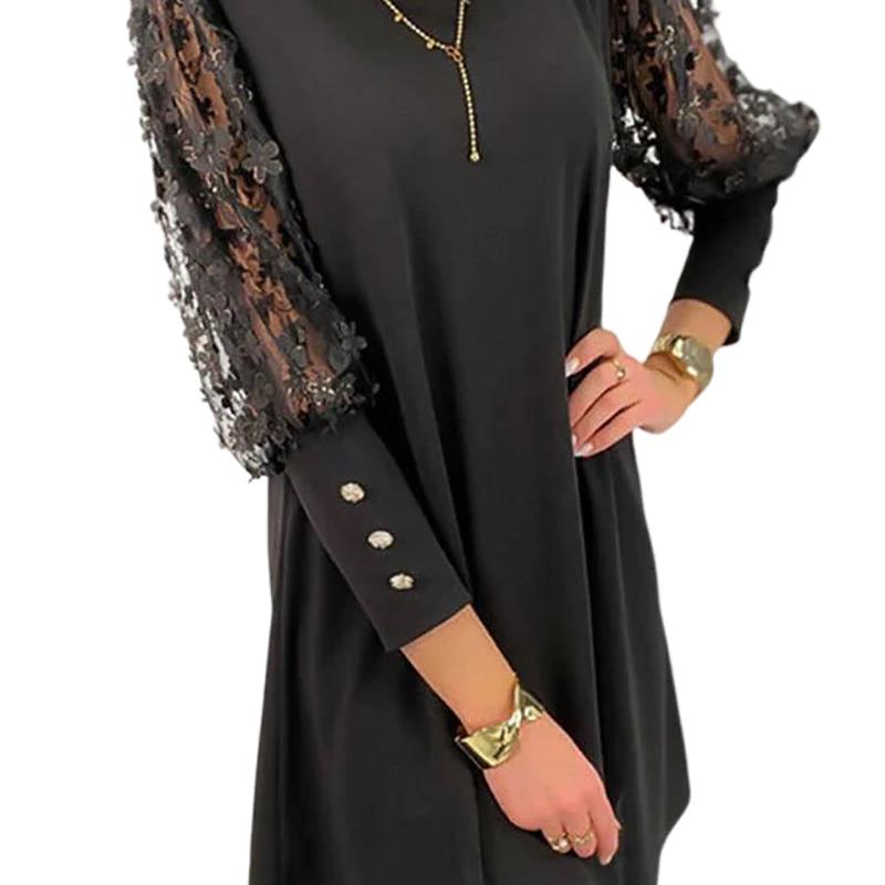 Lace Sheer Sleeve Mini Dress