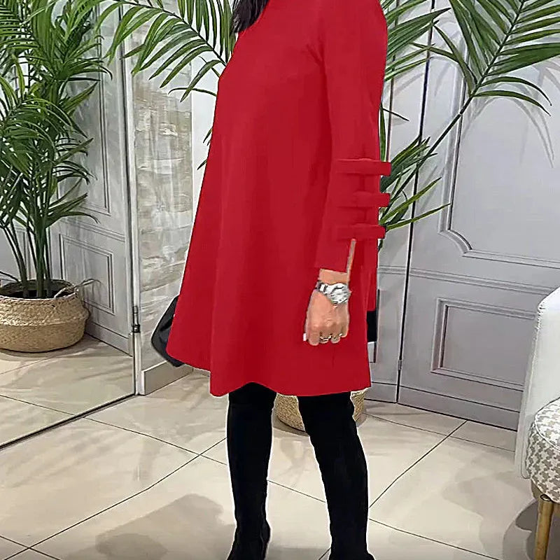 A Line Mini Dress with Bow Cuffs