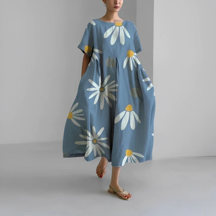 Loose Fit Floral Boho Midi Dress