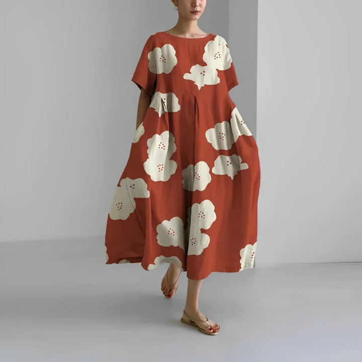 Loose Fit Floral Boho Midi Dress