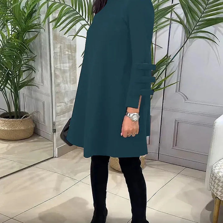 A Line Mini Dress with Bow Cuffs