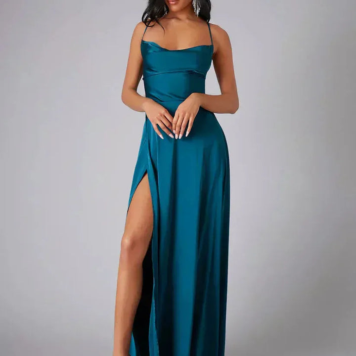Spaghetti Strap Maxi Dress with High Slit