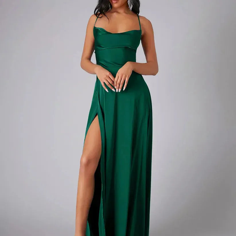 Spaghetti Strap Maxi Dress with High Slit