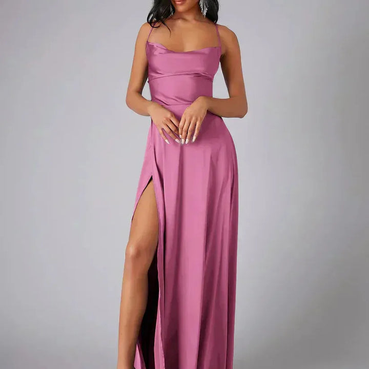 Spaghetti Strap Maxi Dress with High Slit