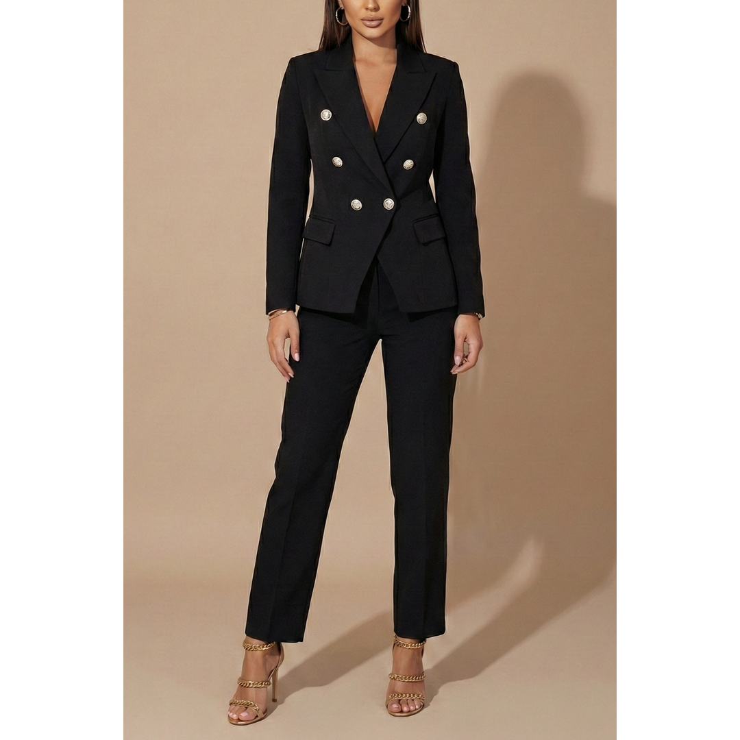 Double-Breasted Blazer And Tailored Trouser Set