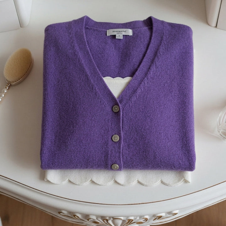 V-Neck Knit Cardigan - Violet