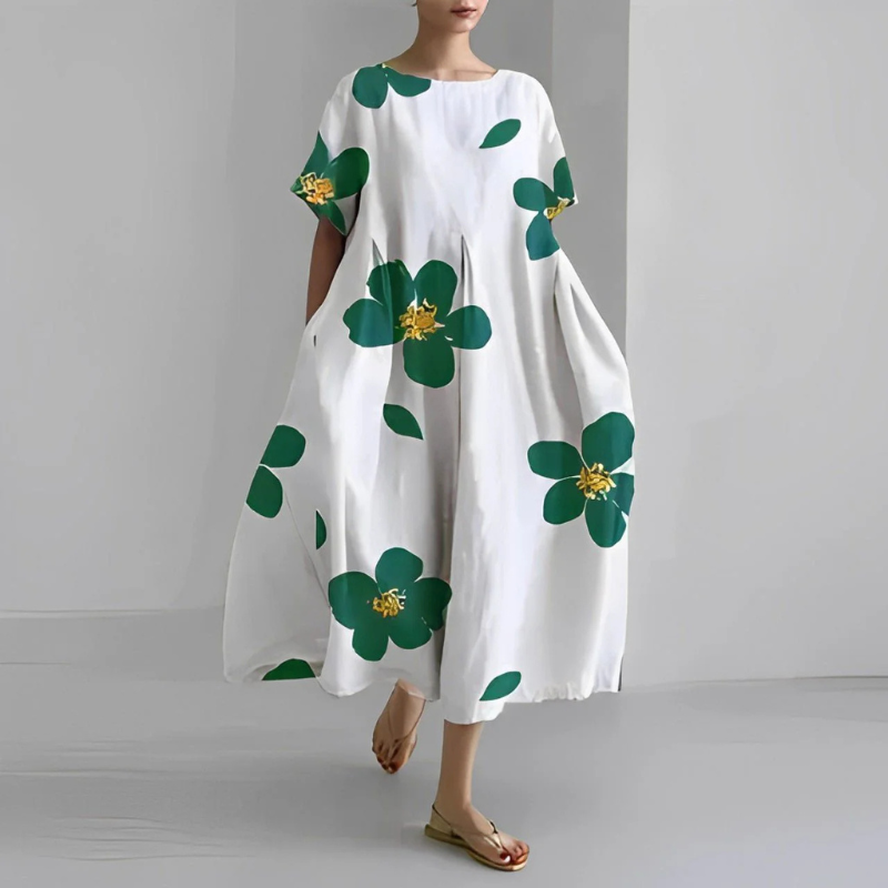 Loose Fit Floral Boho Midi Dress