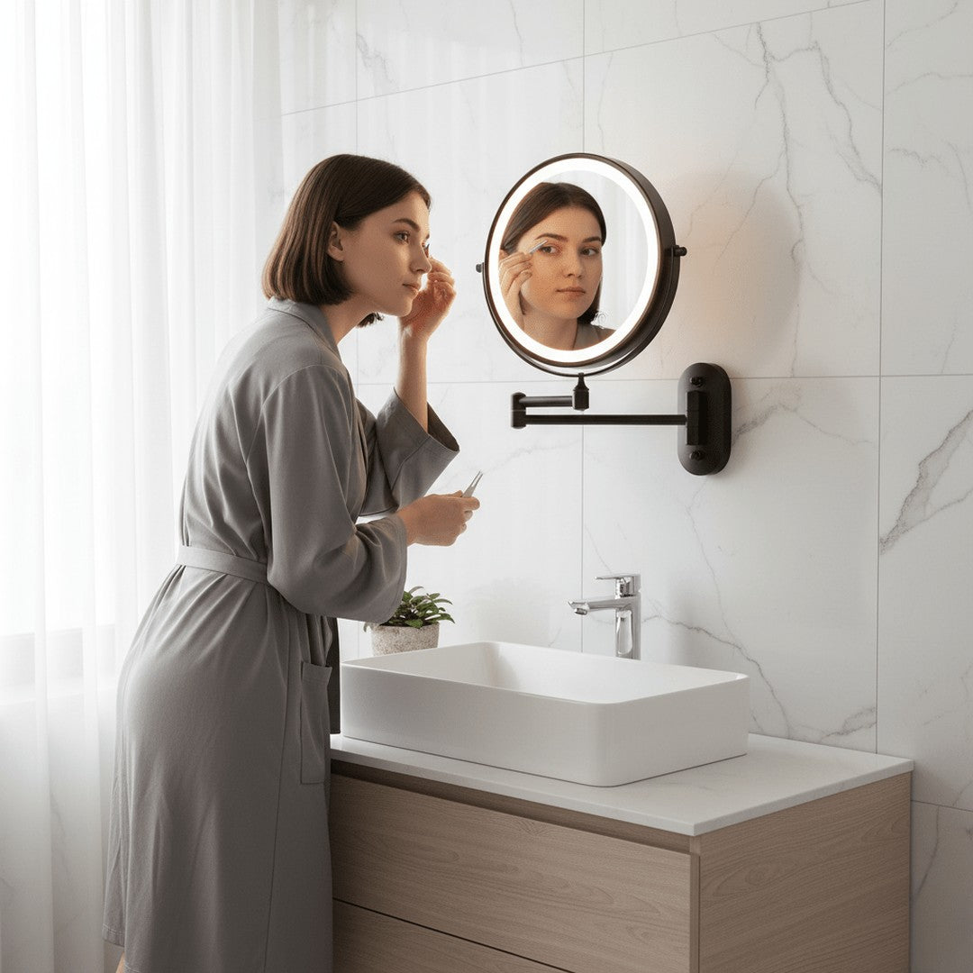 MAGNIFILUX – LED Magnifying Mirror with Adjustable Lighting and Rechargeable Battery