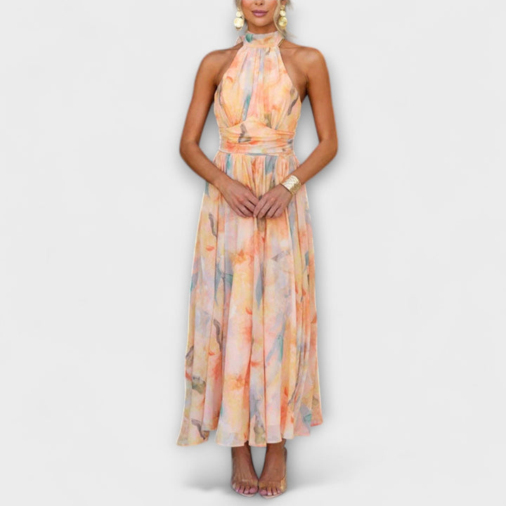 Floral Halter Neck Maxi Dress