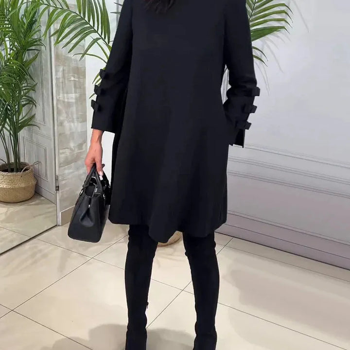 A Line Mini Dress with Bow Cuffs
