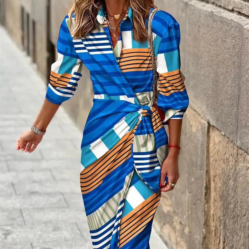 Women’s V-neck Wrap Shirt Dress