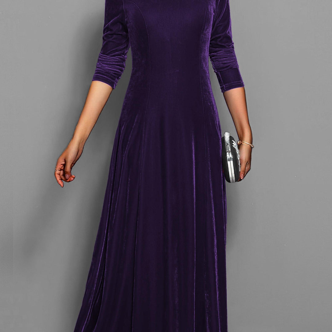 Long Sleeve Velvet-Look Maxi Dress