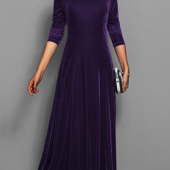 Long Sleeve Velvet-Look Maxi Dress