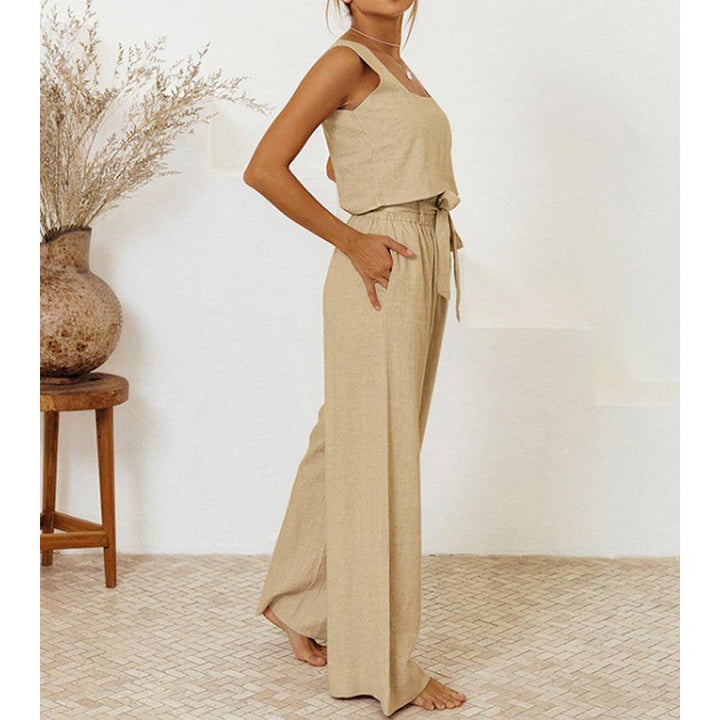 Minimal Top And Wide-Leg Pants Set