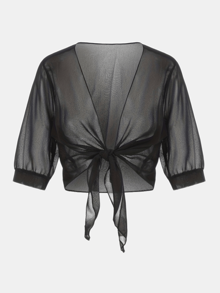 Lightweight Tie-Front Open Blouse