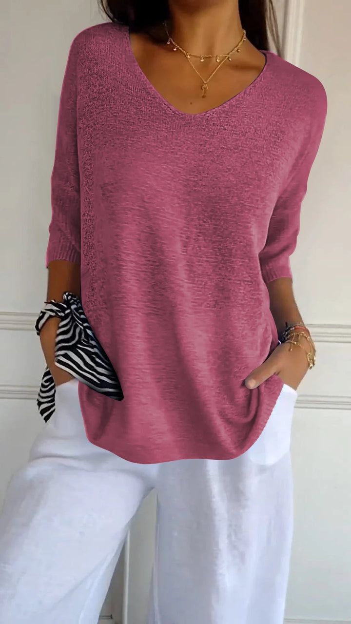 Lightweight V-Neck Knit Top