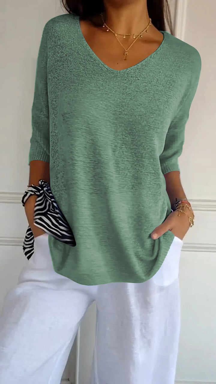 Lightweight V-Neck Knit Top
