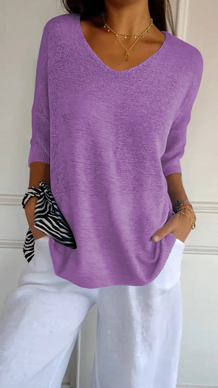 Lightweight V-Neck Knit Top