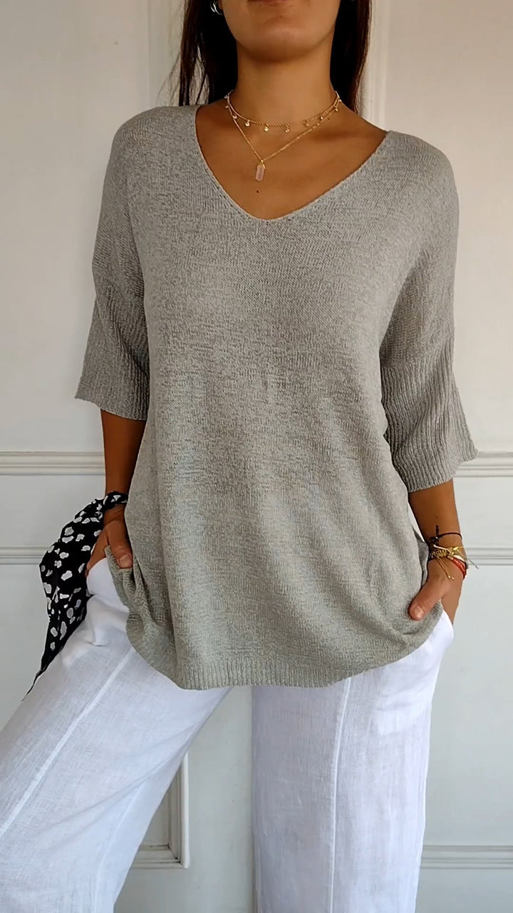 Lightweight V-Neck Knit Top