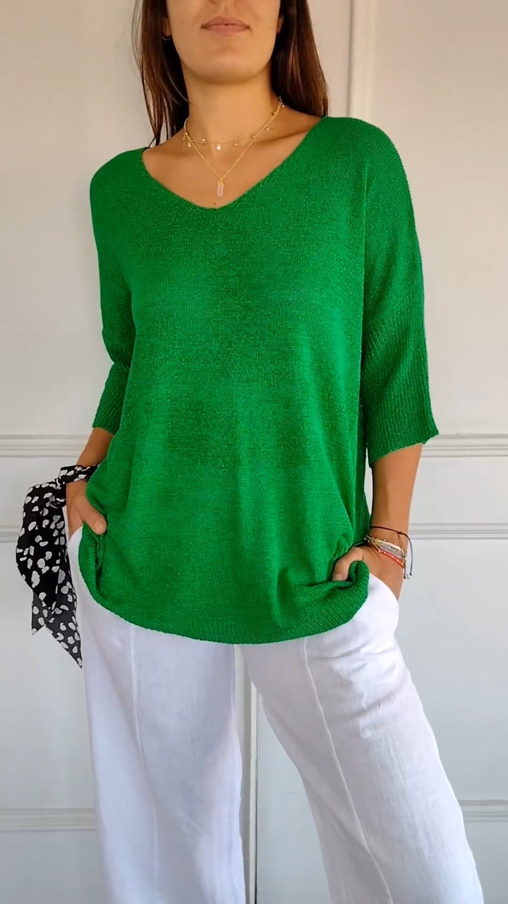 Lightweight V-Neck Knit Top