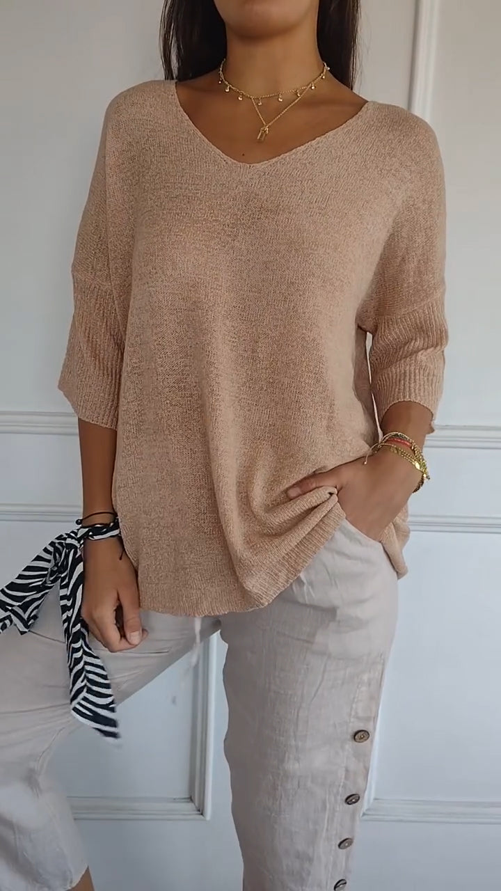Lightweight V-Neck Knit Top
