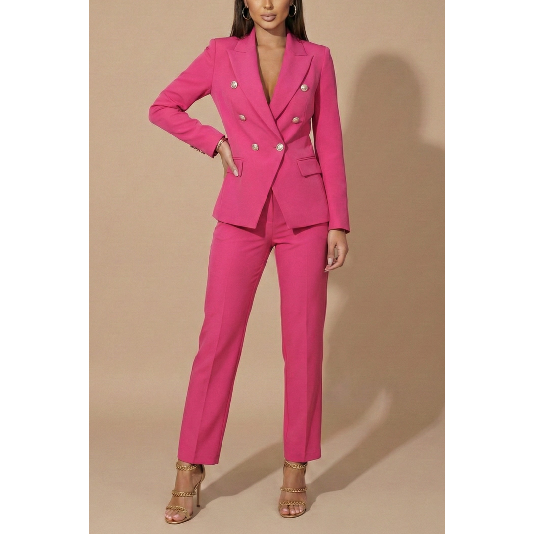Double-Breasted Blazer And Tailored Trouser Set