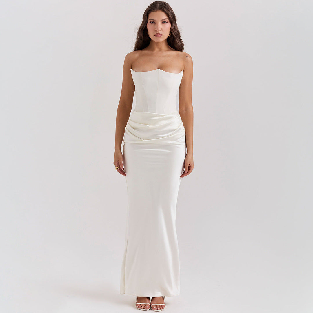 Corset-Style Satin-Look Midi Dress