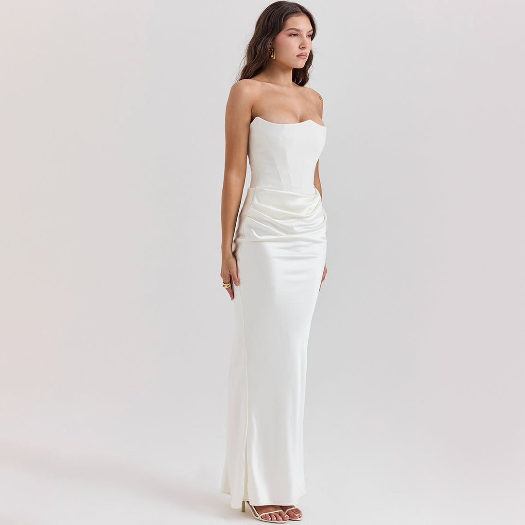 Corset-Style Satin-Look Midi Dress