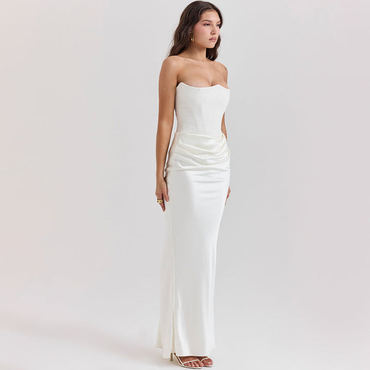Corset-Style Satin-Look Midi Dress