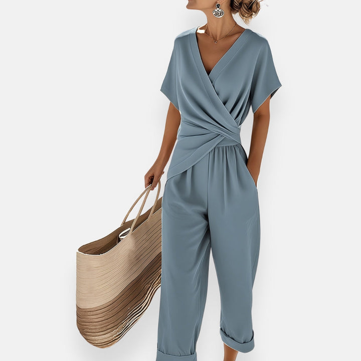 Draped Bow Wide-Leg Jumpsuit