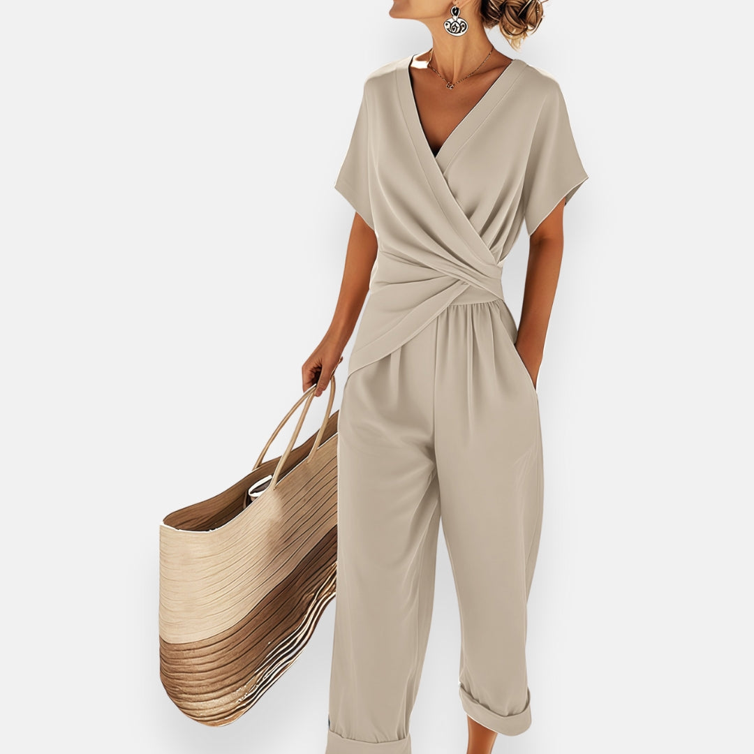 Draped Bow Wide-Leg Jumpsuit