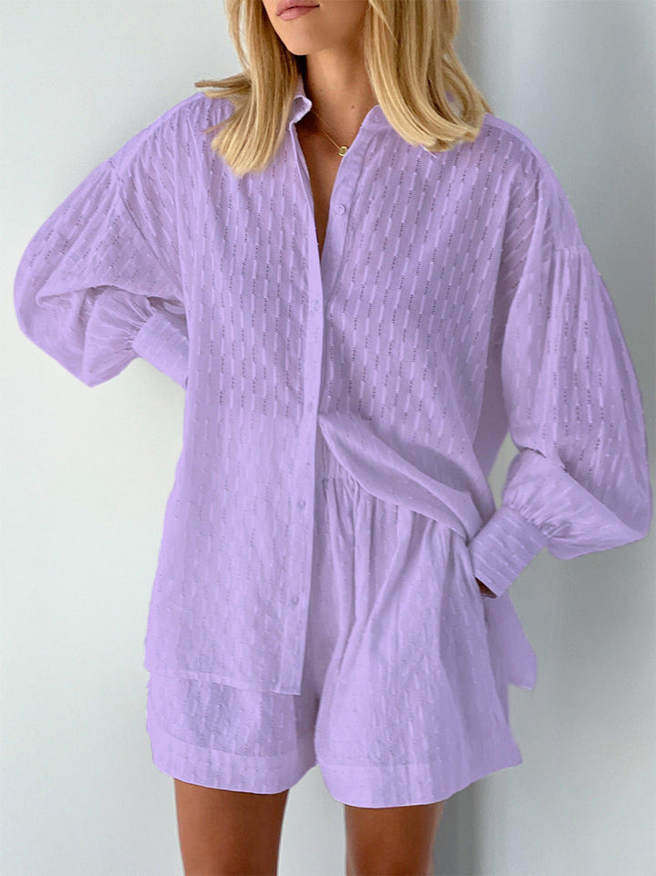 Button Shirt And Shorts Set