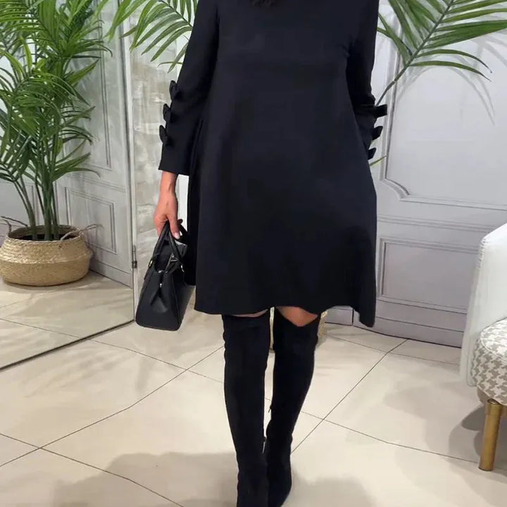 A Line Mini Dress with Bow Cuffs