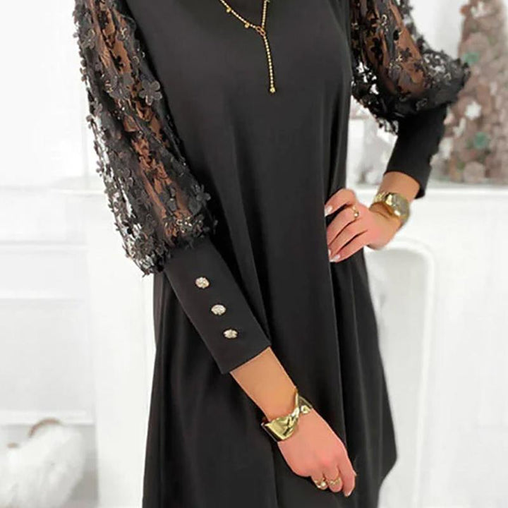Lace Sheer Sleeve Mini Dress