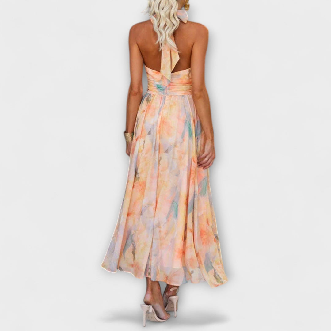 Floral Halter Neck Maxi Dress