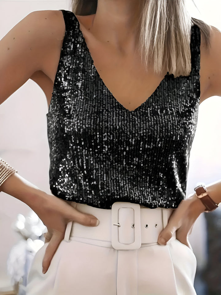 Sleeveless Paillette Shimmer Tank
