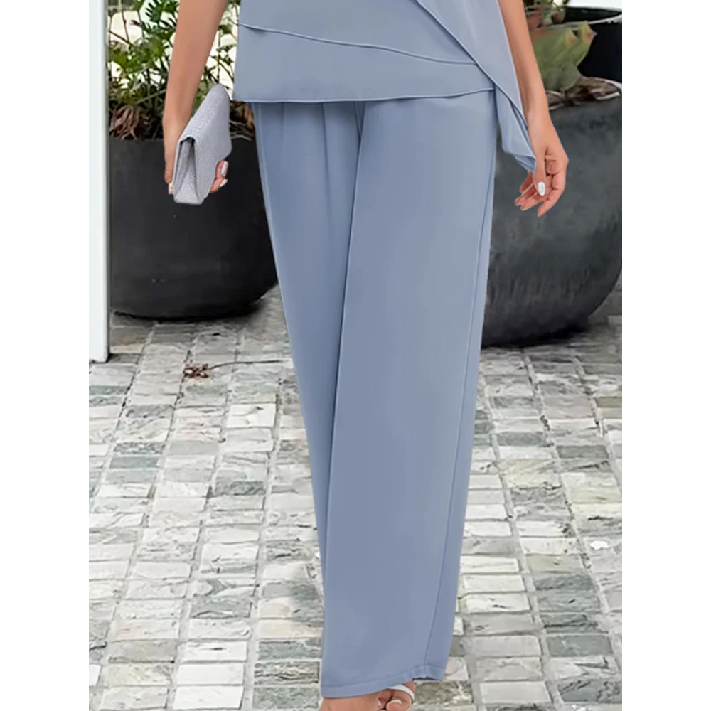 Chiffon-Look Cape Top And Trouser Set